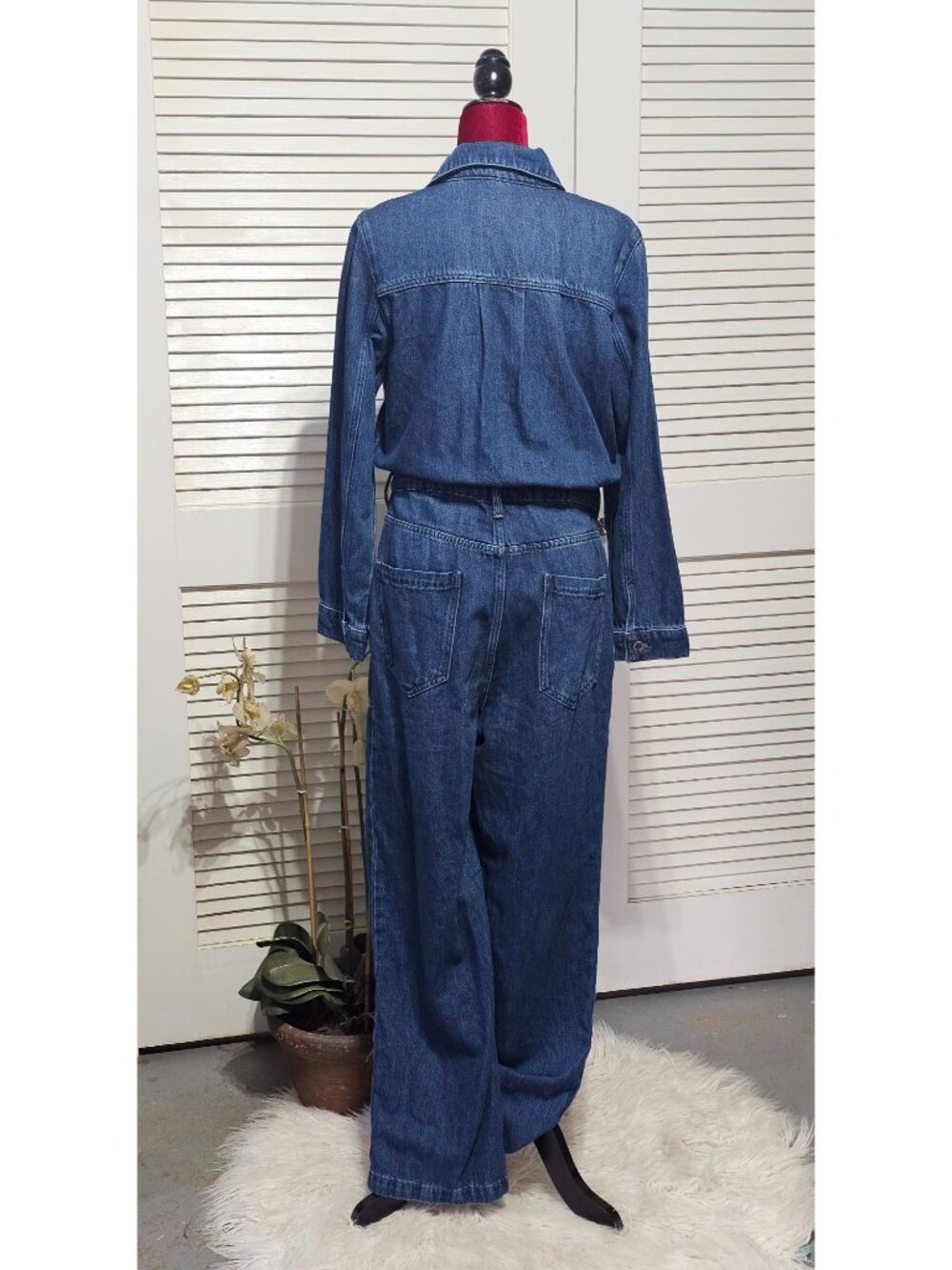 NWT Pilcro Women's Relaxed Denim Button-Front Utility OverallsJumpsuit Sz M 3643 - Picture 5 of 13